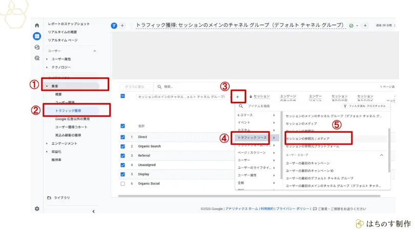 GA4（Google Analytics 4）のトラフィック獲得レポートで各生成AIからの流入状況を確認するための手順