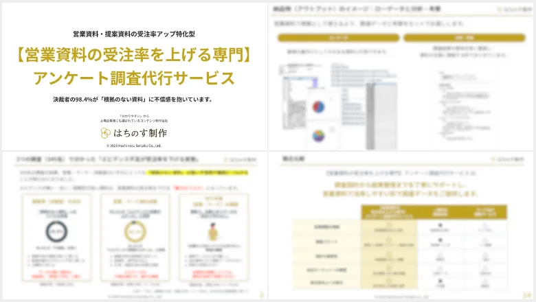 「【営業資料の受注率を上げる専門】アンケート調査代行サービス」の資料イメージ