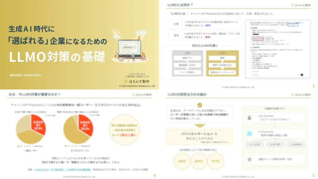 生成AI時代に「選ばれる」企業になるためのLLMO対策の基礎の資料イメージ