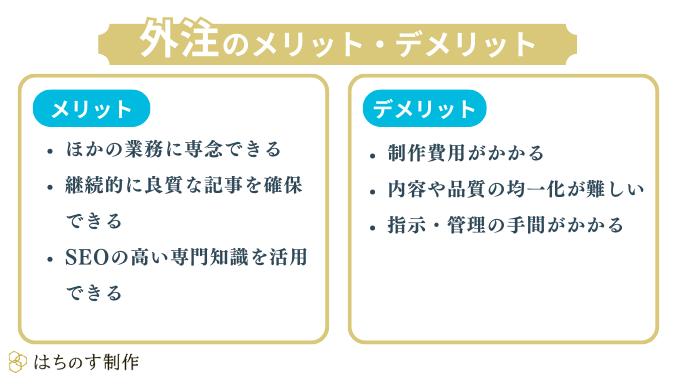 記事作成を外注する場合のメリット・デメリット