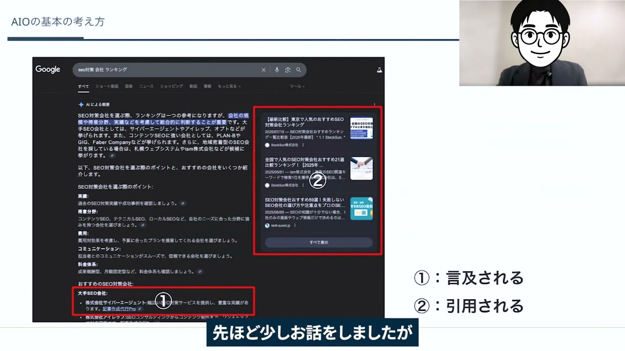 AI Overviewsにおける言及と引用の考え方