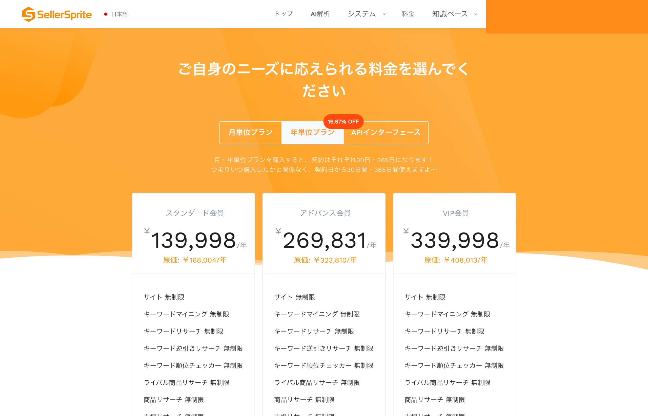 セラースプライト料金プラン